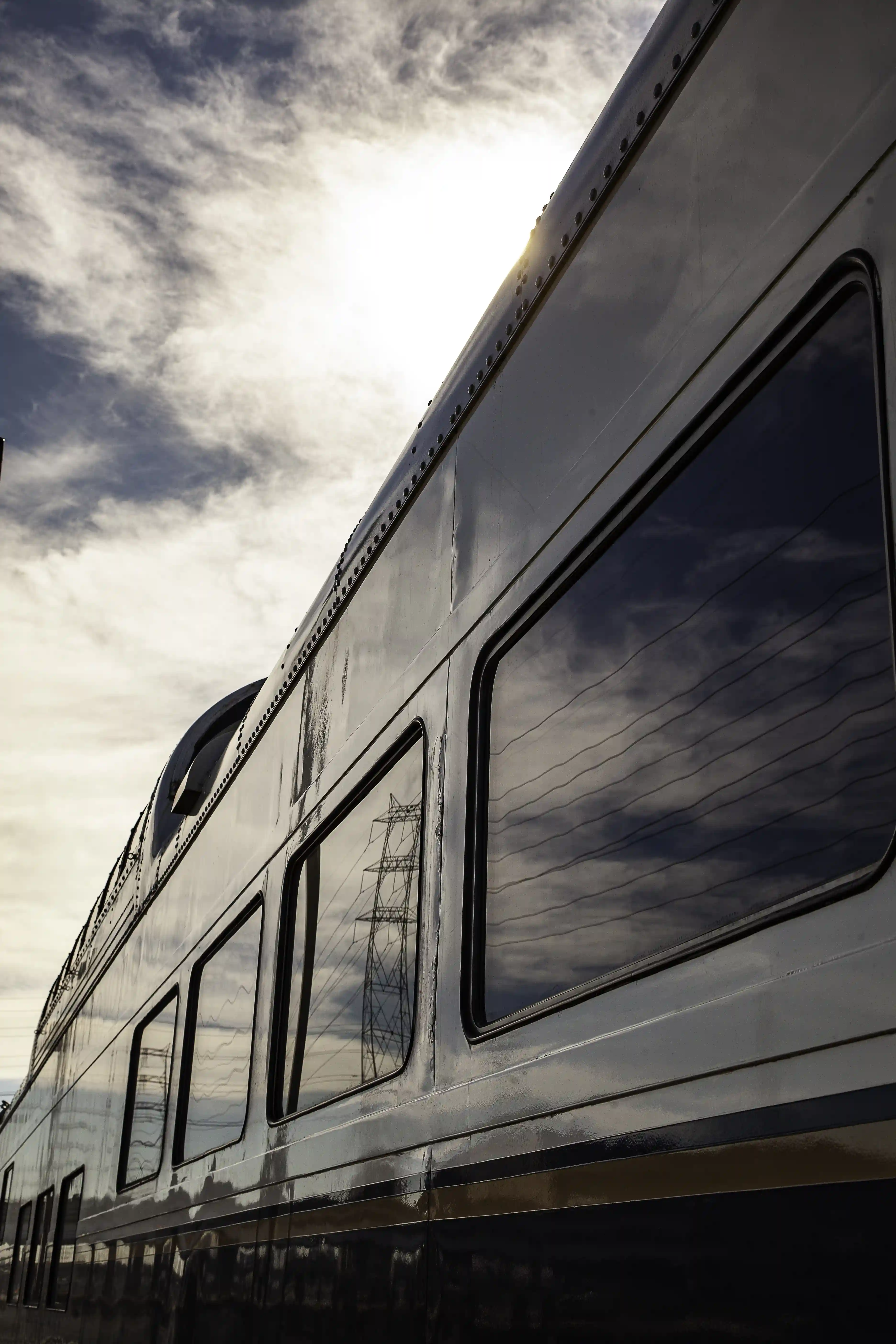 A photograph of the exterior side of a private railcar